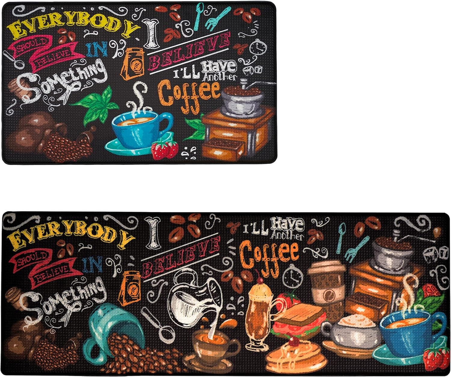 Coffee Kitchen Rug Farmhouse Style Decor Kitchen Floor Mat Absorbent and Washable Runner Rug Coffee Vintage Kitchen Carpet 2PC-40X60-40x120cm