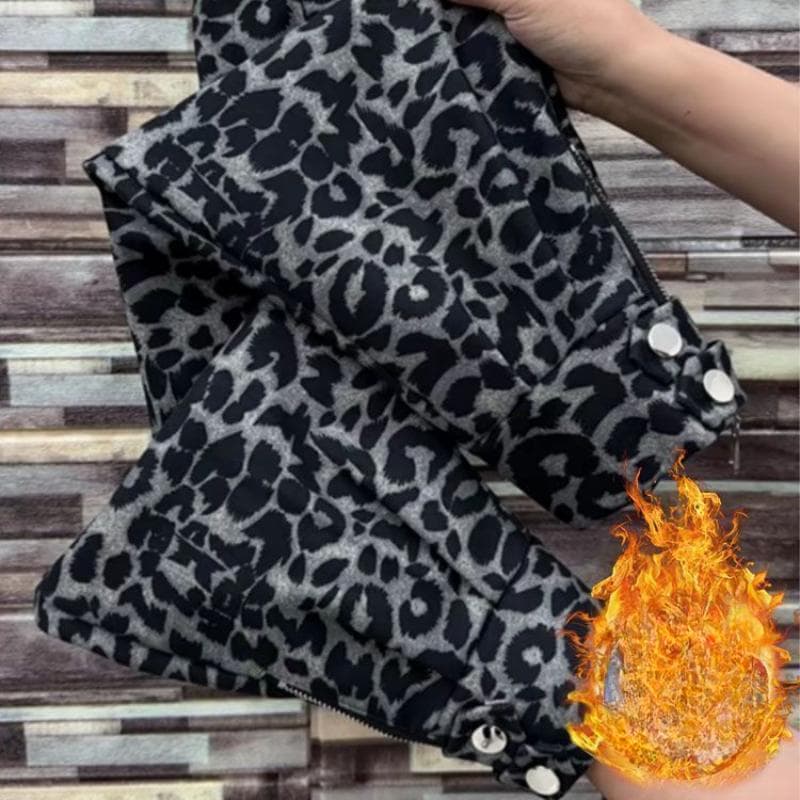 Leopard Print Sports Trousers In Autumn and Winter Plus Velvet Thickened Feet Loose Casual Martin Boots XXXL