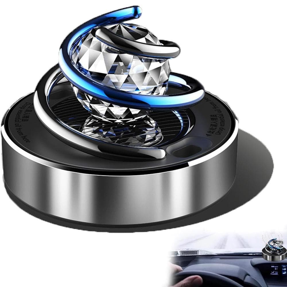 Solar Rotating Car Freshener Creative Car Aromatherapy Diffuser with Crystal Ball Car Interior silver