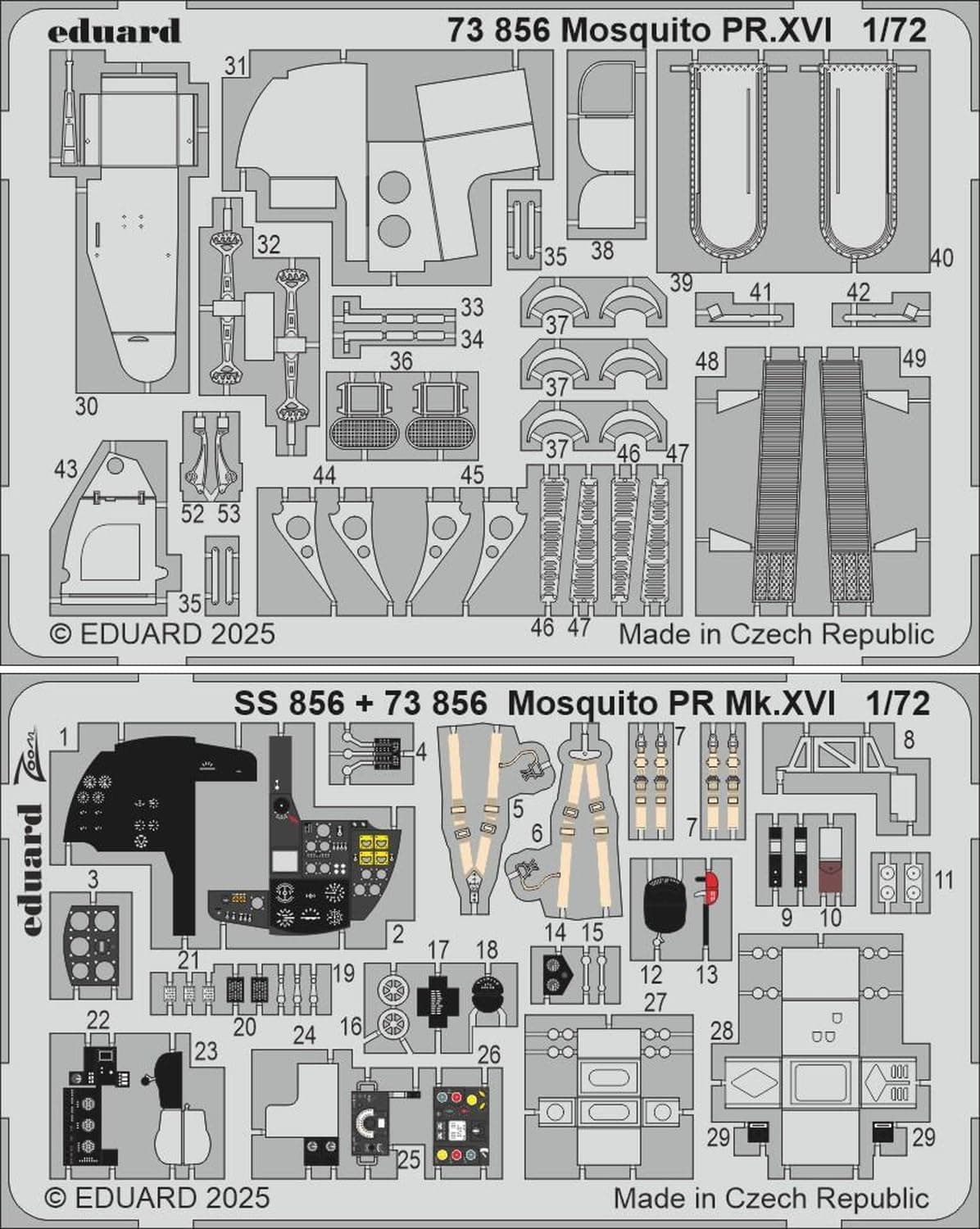 Eduard Mosquito PR Etching Parts Plastic Model Parts EDU73856 1/72 Photo-Etched D.H. Mk.XVI (Special Hobby) (Airplane)