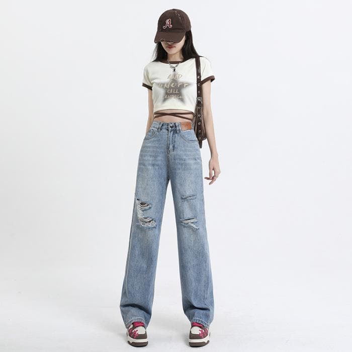 High Waist Leather Brand Narrow Version Wide-leg Pants for Women Summer Straight-leg Pants for Women Summer Wide-leg Jeans for Women Summer 2XL
