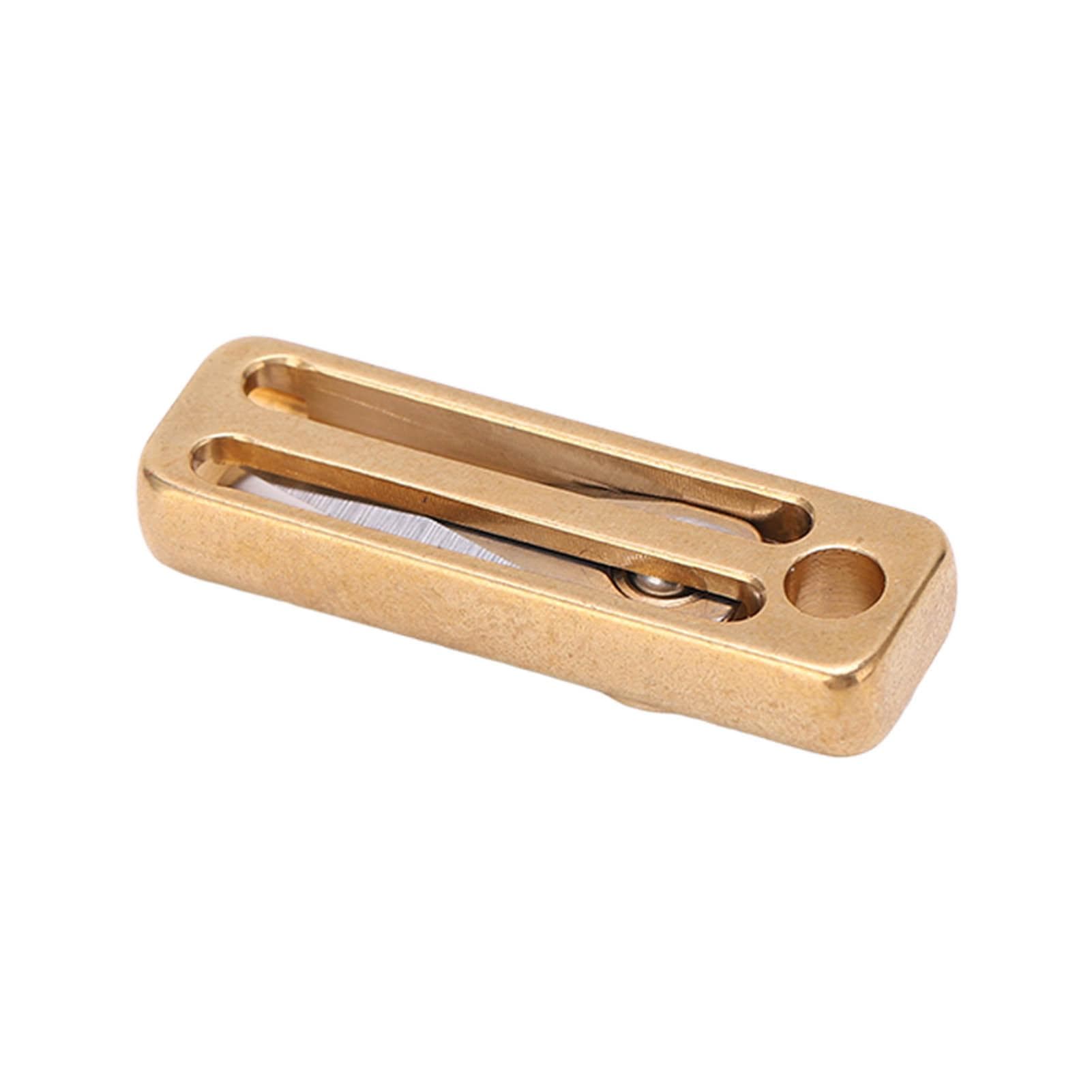 Mini Push Pull Knife Brass Stainless Steel Hand On Keychain Portable Opener Tool for Package Letter