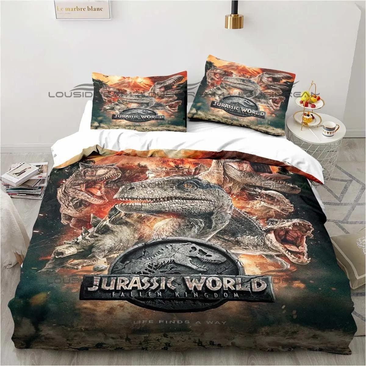 Jurassic Park Bedding Dinasours Twin Bedding Set 3 Piece Comforter Set Bed Duvet Cover Double King Cover Home Textile AU Double 180x210cm