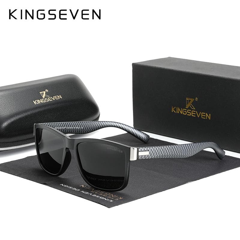 Genuine KINGSEVEN Brand Square Retro Gradient Polarized Sunglasses Women Men Carbon Fiber Pattern Design Outdoor Sports Eyewear M