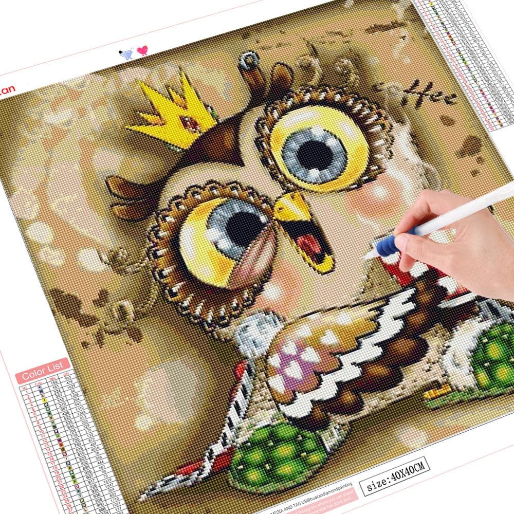 Diamond Embroidery Owl Full Round Diamond Painting Cartoon Diy Diamond Mosaic Picture 30x30CM