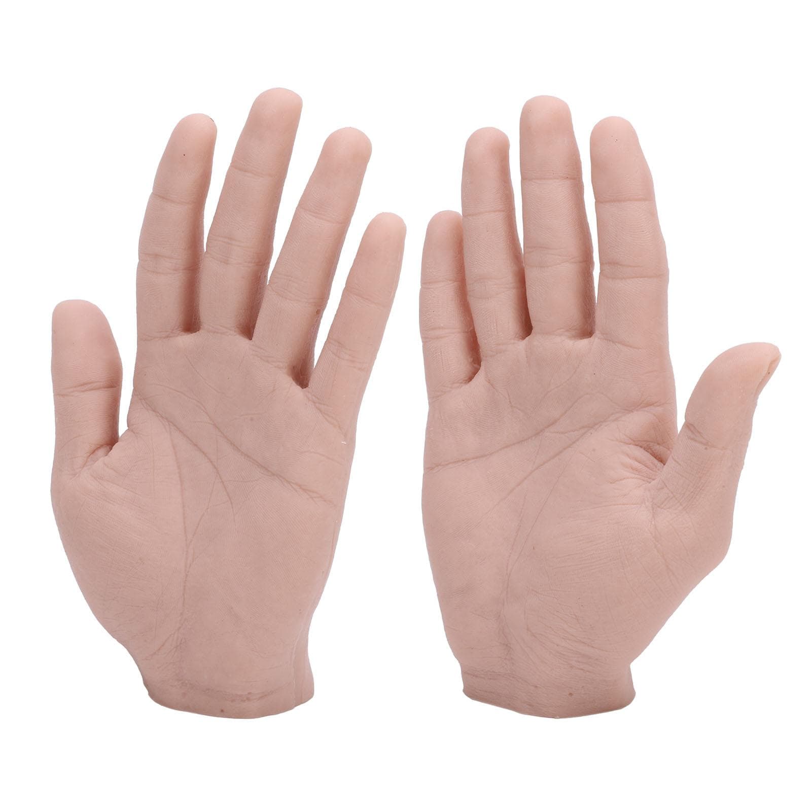 1 Pair Realistic Silicone Male Hand Model Soft Flexible Reusable Male Mannequin Hand Model for