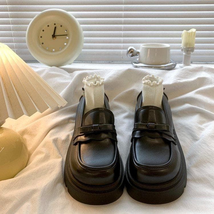Women Shoes JK Japanese Kawaii Black White Cute Lolita Shoes Retro Vintage 35
