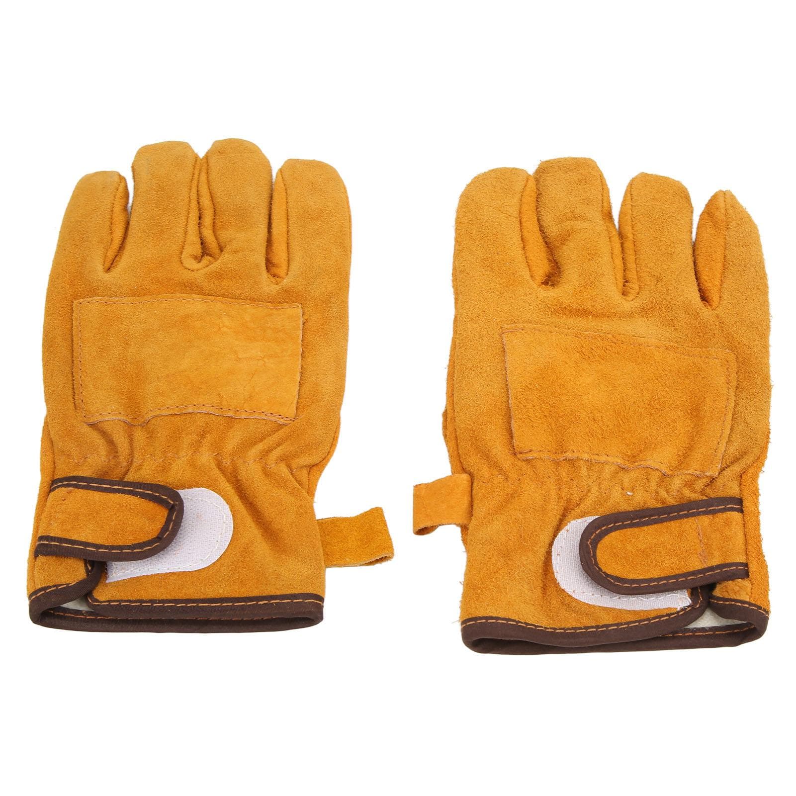 Heat Resistant Gloves Calf Leather Polyester Hand Protection BBQ Grill Oven Mitts Short TypeYellow