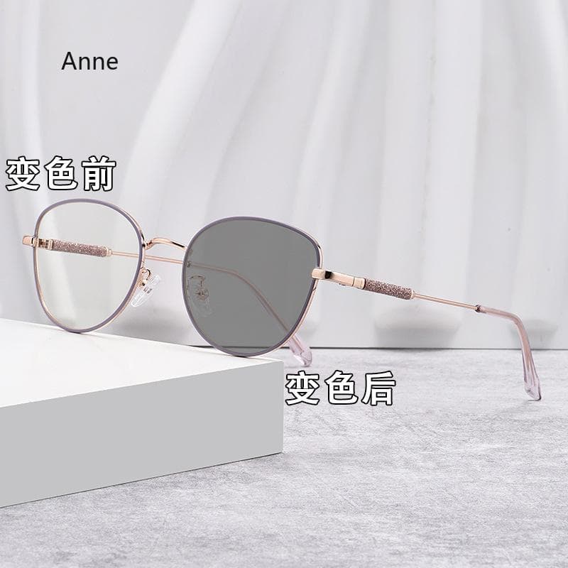 Anti Blue Light Photochromic Glasses Large Frame Ultra Light Myopia Sunglasses Color Changing To-4 0 0