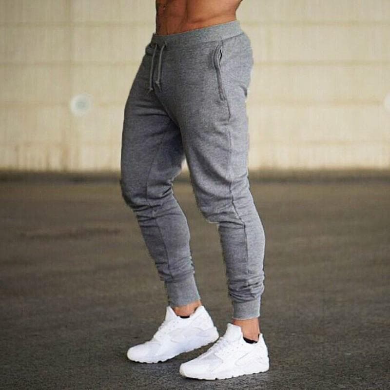Fitness Running Training Sports Cotton Trousers Men's Breathable Slim Beam Mouth Casual Health Pants XL dark grey