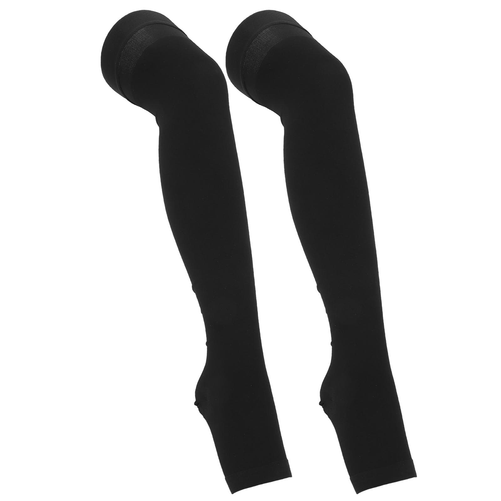 Open Toe Compression Thin Stockings Versatile Thigh High Mercerization Socks BlackXXL XXL