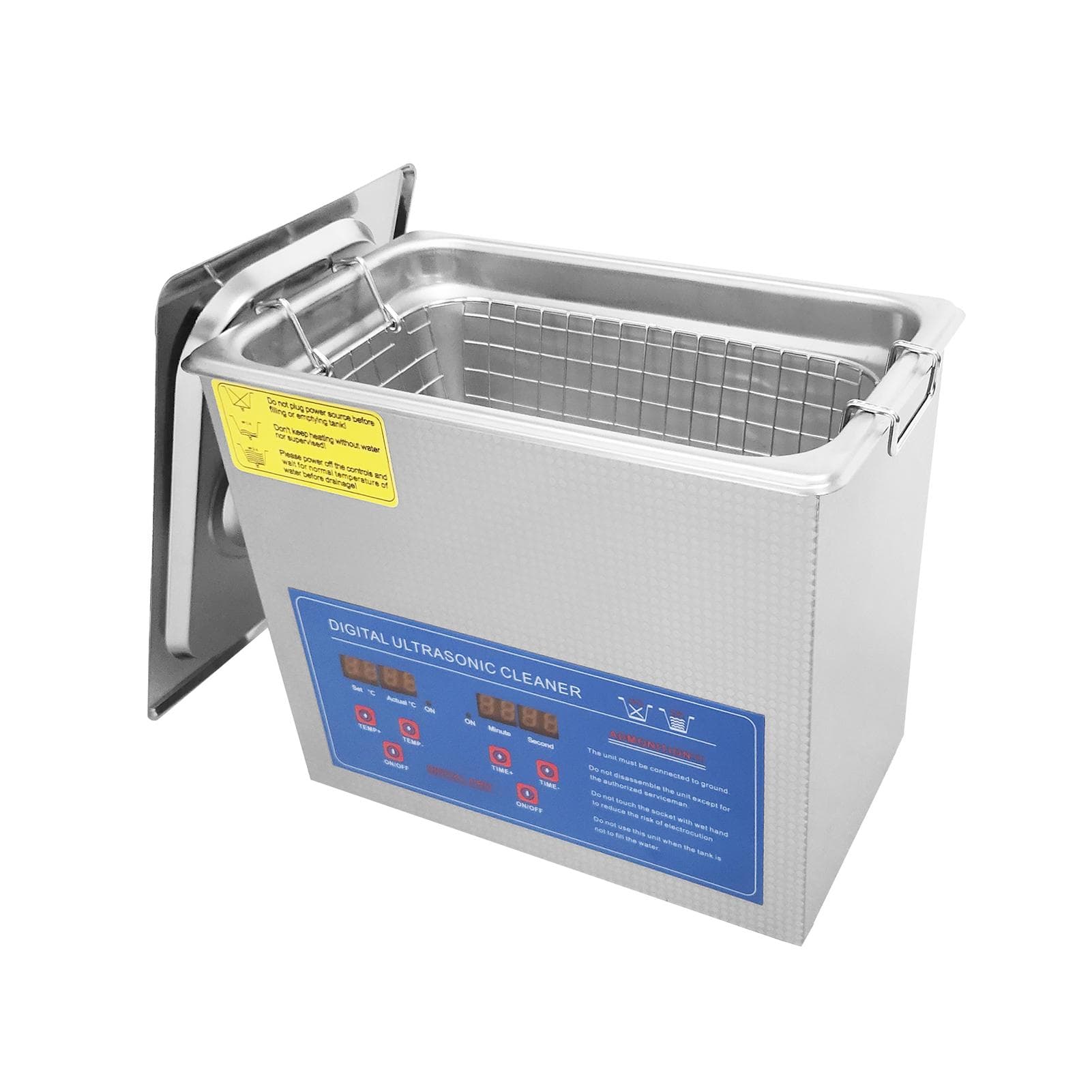 3L Digital Cleaner Professional Heated Cleaning Machine with Timer for Watch Coin Glasses US Plug silver