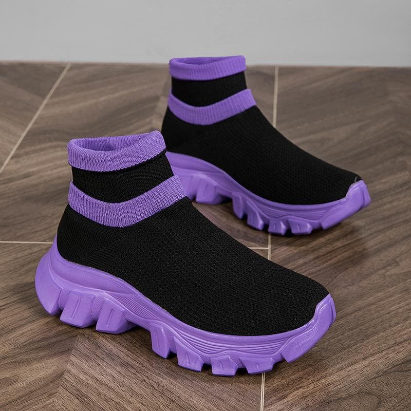 Fashion Fashion Knit Men Casual Sneakers Comfortable Socks Walking Shoes Couple Comfortable Outdoor Wear-resistant Trainer Running Shoes 41 purple