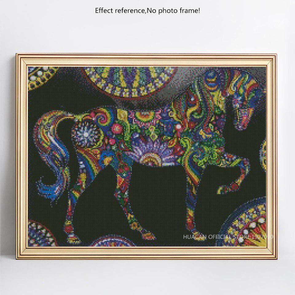 Diamond Embroidery Picture Of Horse Rhinestone Mosaic Colorful Cross Stitch 20X30CM