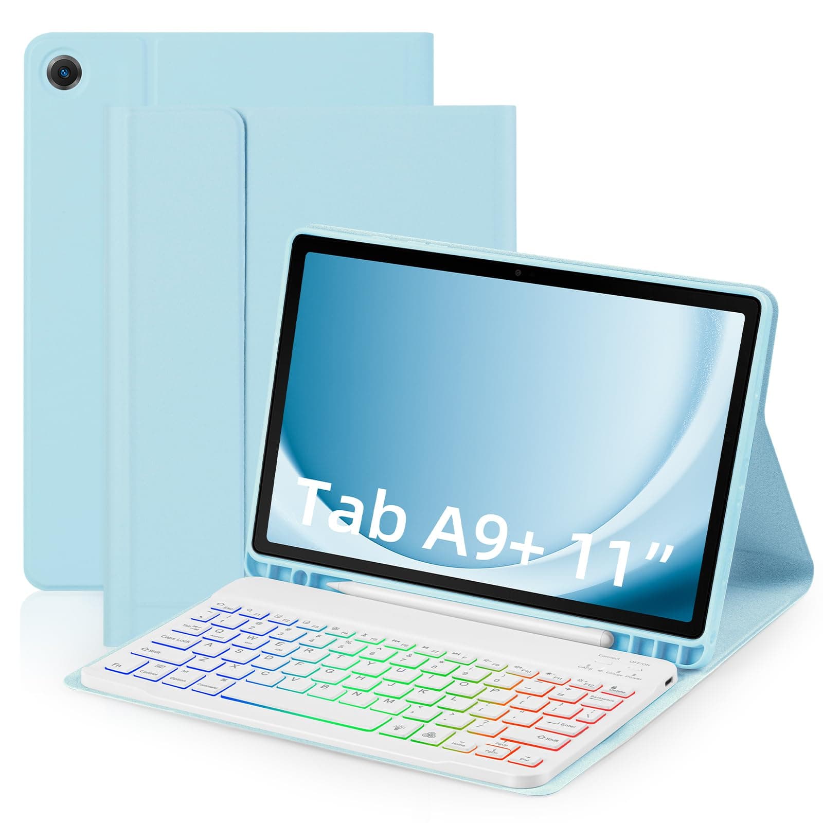 For Samsung Galaxy A9 Plus 5G Keyboard Tablet Case Transform Your Tablet into a Laptop with blue