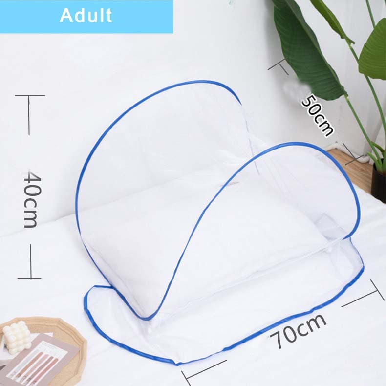 Mosquito Net for Trips Folding Anti Mosquito Insect Net for Head Sleeping Portable Single Mosquito Net for Bed Summer Adjustable Folding Net Cover Adult blue