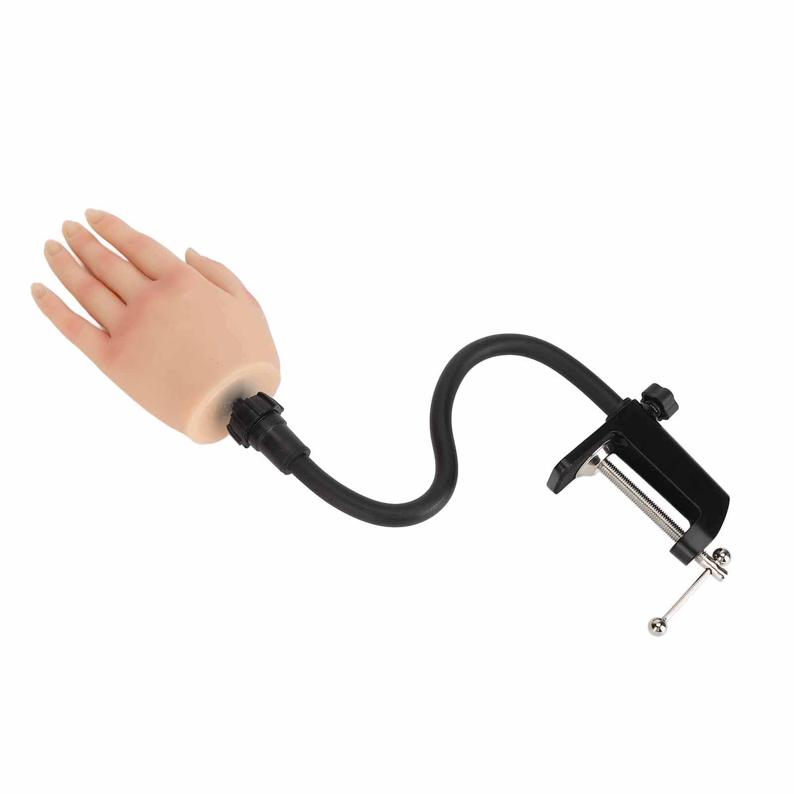Nail Art Practice Hand Bendable Joints Silicone Artificial Nail Training Hand with Nail Tips for Left hand