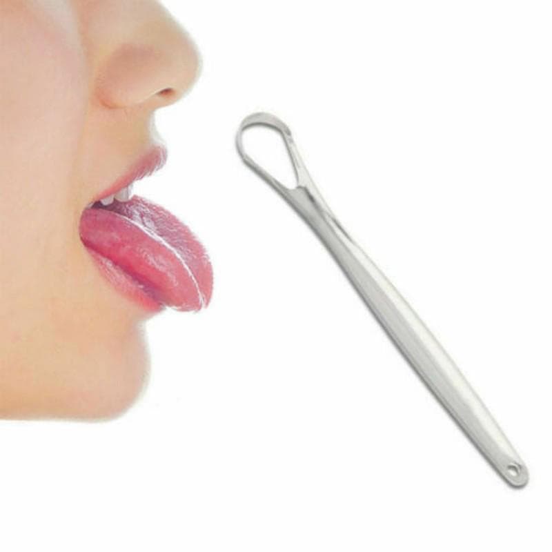 Stainless Steel Tongue Coating Removing Scraper Mouth Cleaner Cleaning Tools silver