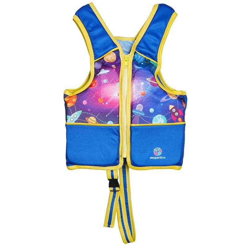 Summer Children Sleeveless Zipper Swim Life Jackets Kids Boys Girls Adjustable Life Vests Cartoon Balanced Flotation Swimsuit 4-5 Years