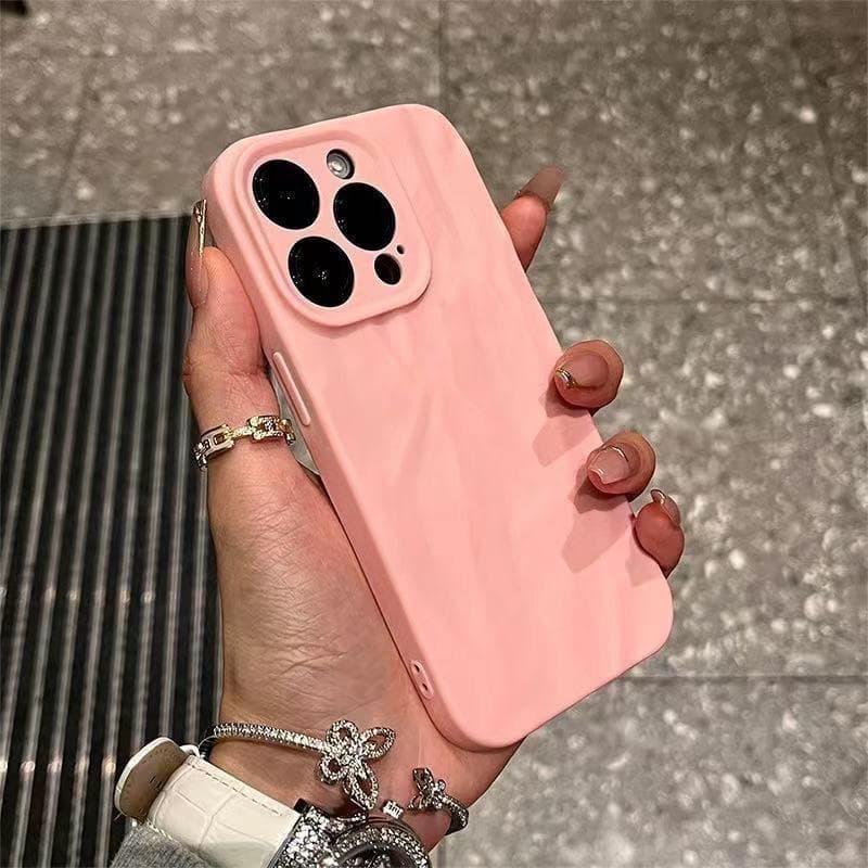 Applicable To IPhone16Pro Frosted Ins Wind Apple 15/14 Wrinkle Phone Case 13 Anti-fall 7/8 Soft Apple 16Plus