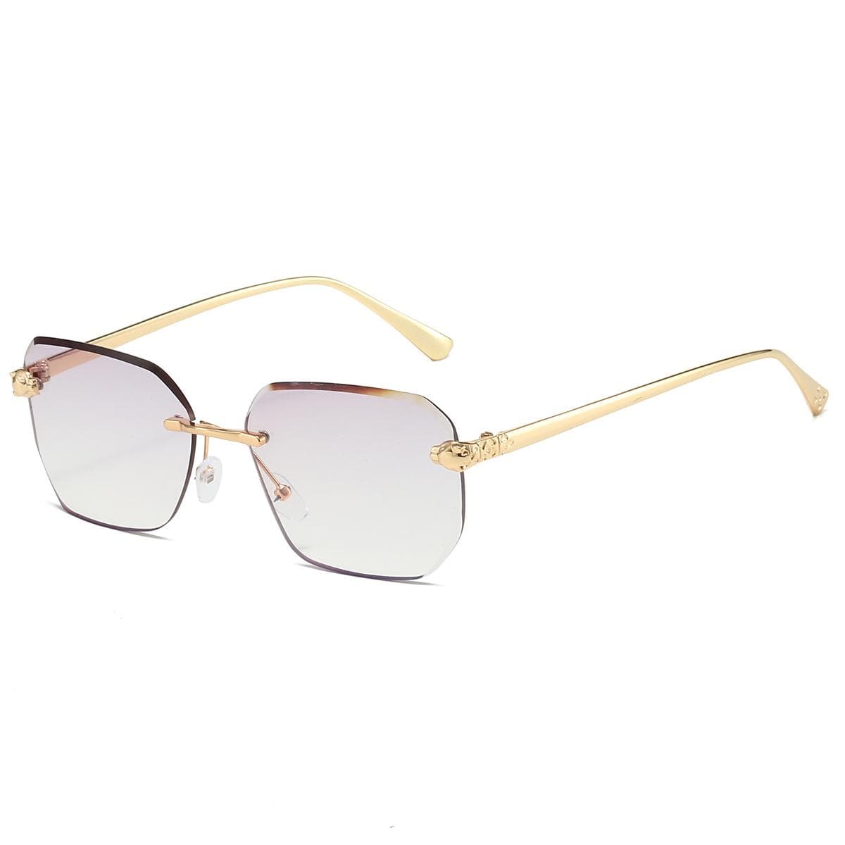 KAMMPT Vintage Rimless Square Sunglasses Fashion Gradient Multi Color Shades Trendy Stylish Brand Design Sun Glasses as picture shows