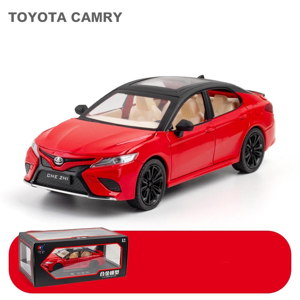 1/24 Scale Toyota Camry Diecast Car Model Toy, Pull Back Toy Vehicle with Sound and Light for Kids Toddler Boys Girls Gift Collection 1/24-20.5x9x6.2cm red