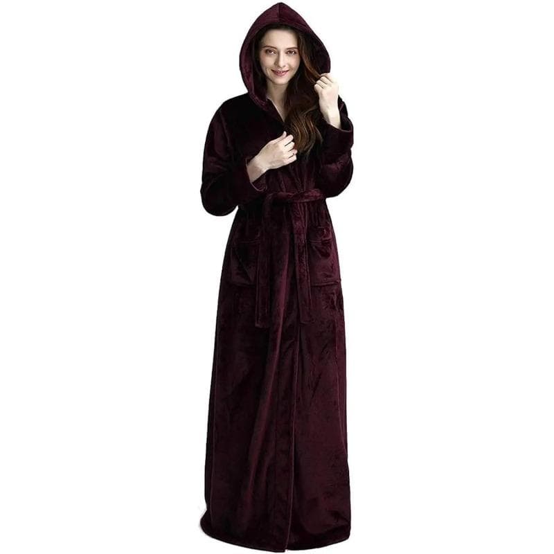 Loose Long Thick Bath Robe Hooded Winter Thick Women Bathrobe Plush Fleece Warm Comfortable Sleepwear for Female Dressing Gown XL