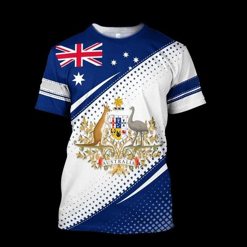 Men T-shirt Australia Flag Graphic 3D Print O-Neck Tops 2023 Summer Fashion Short Sleeves Tee Oversized Mens Clothing Pullover XL