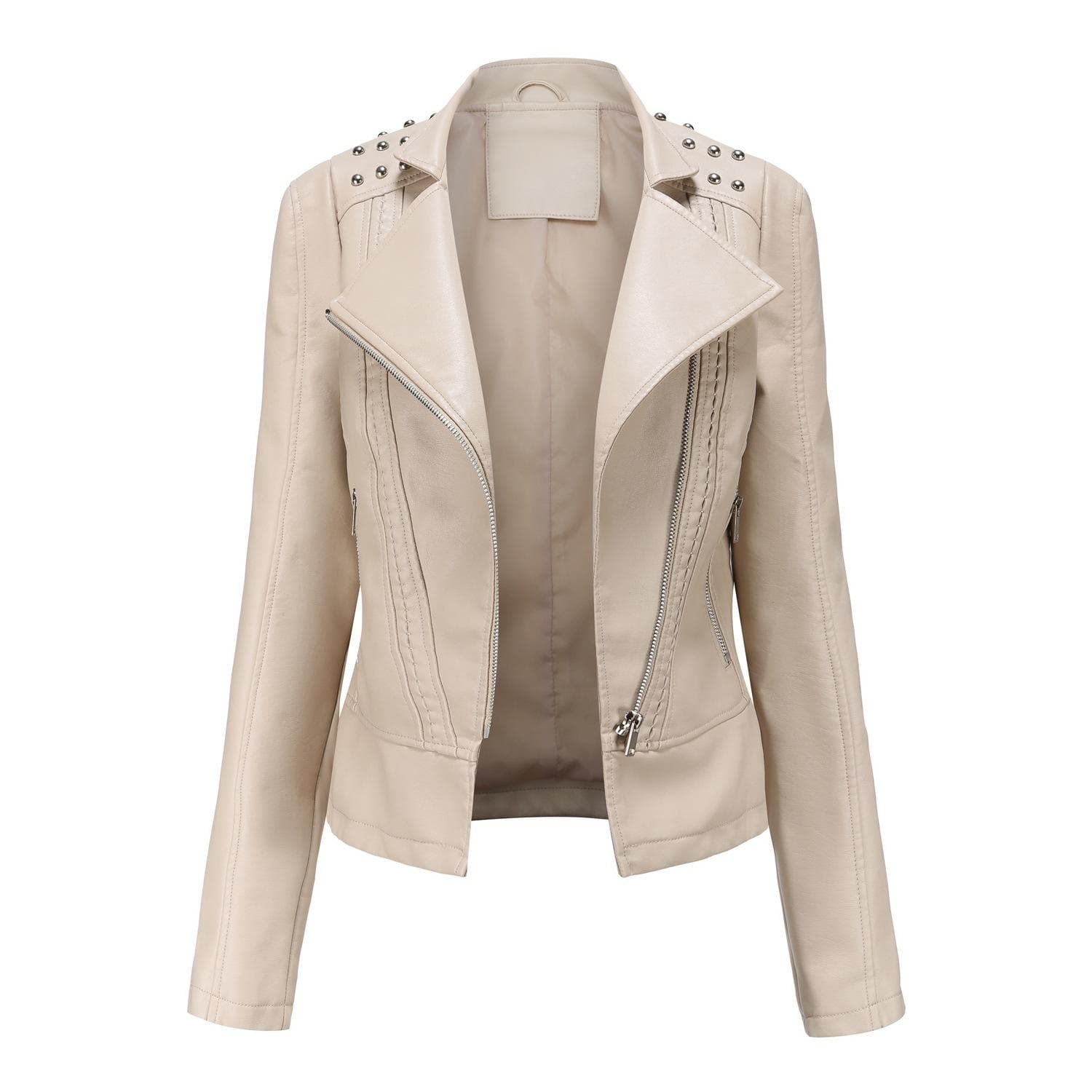 Leather Jacket Women's Long-sleeved Fashion Jacket Lapel Thin Spring and Autumn Women's Jacket S