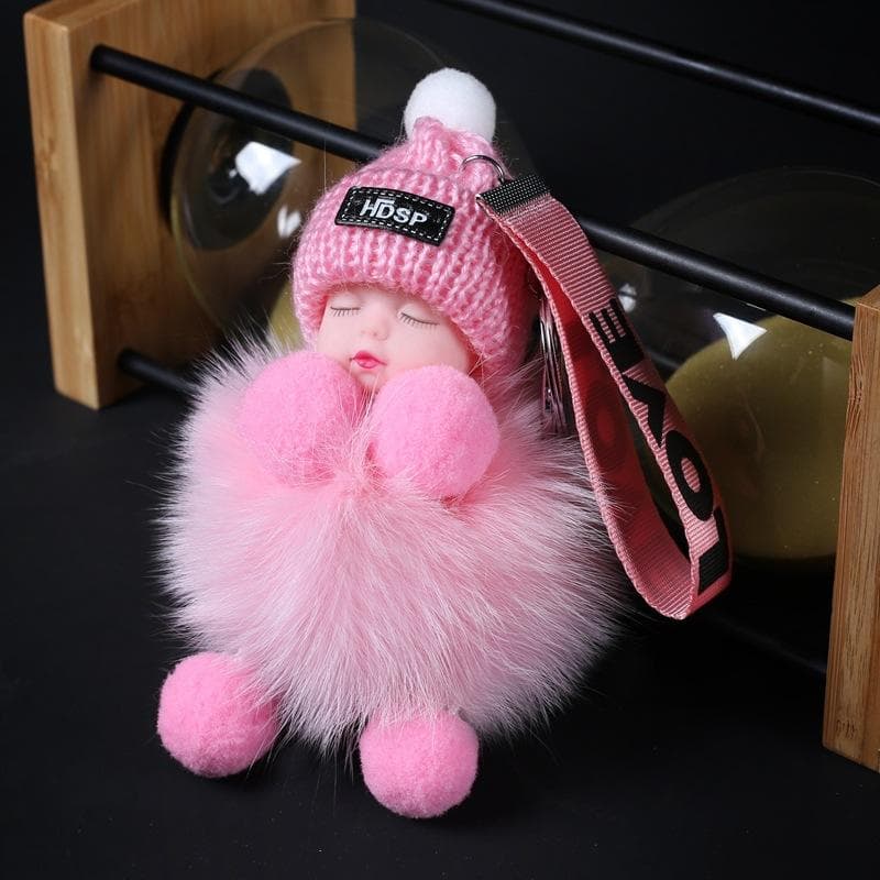 2023 New Fashion Lady Lovely Girl Bag Pendant Plush Doll Car Key Chain Pendant pink