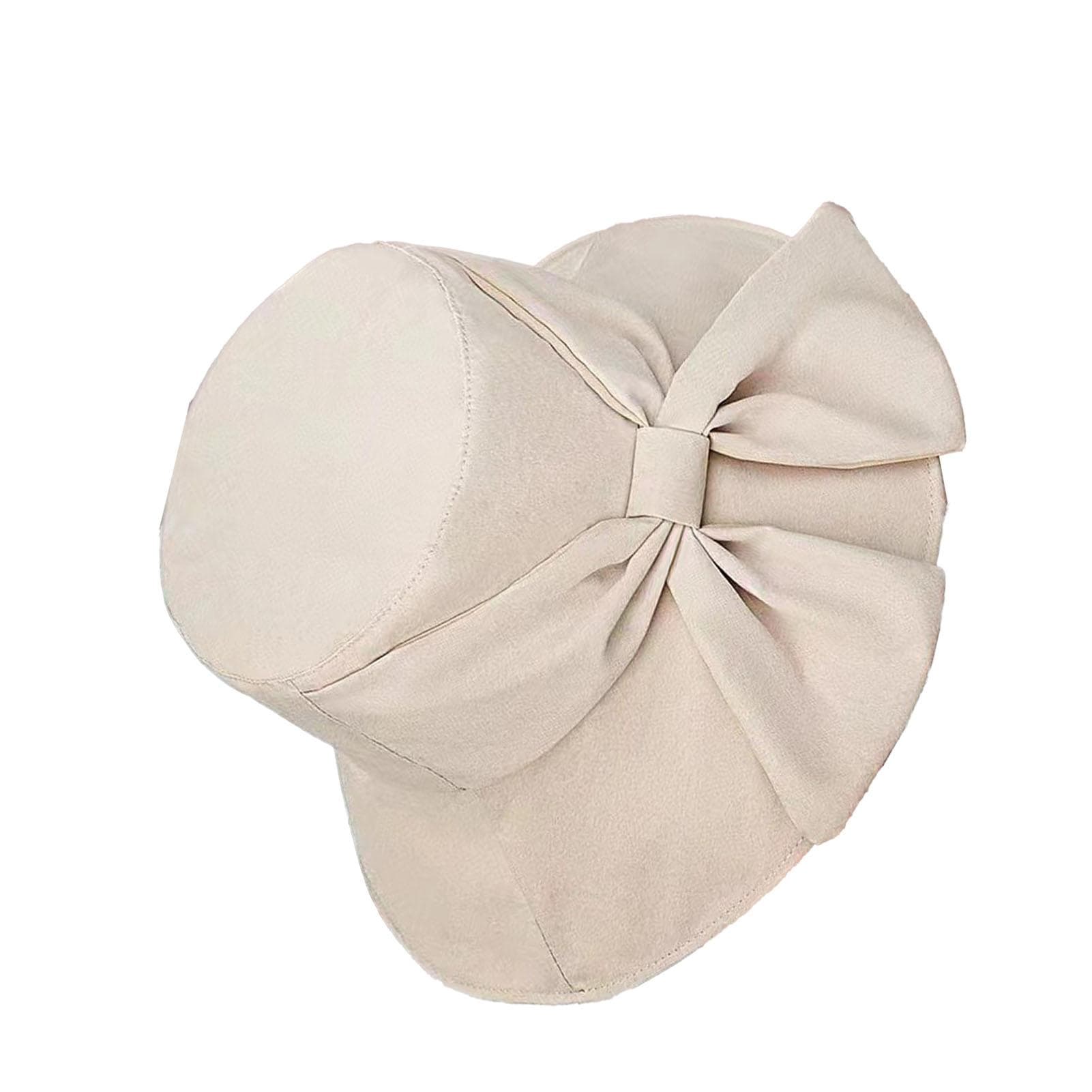 Sun Hat Stylish Acrylic Fiber Breathable Lightweight Adjustable Band Bucket Hat with Bow Tie for