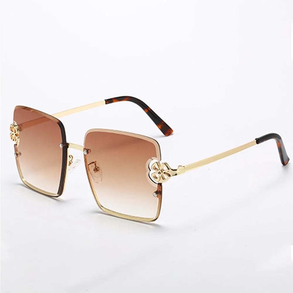 Retro Women Hollowed Flower Sunglasses Large Square Fashion Glasses Anti Glare UV Protection Stylish Accessories