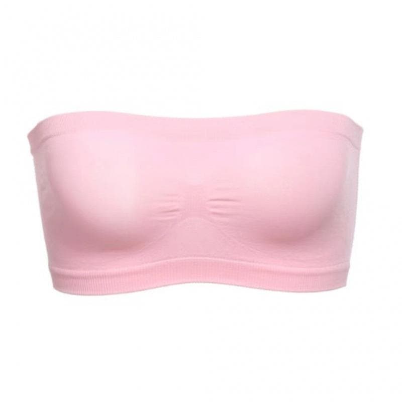 Women's Tube Top Strapless Bandeau Bra Underwear Women Bralette Seamless Strapless Tops Hollow Wrapped Chest Bras 2XL pink