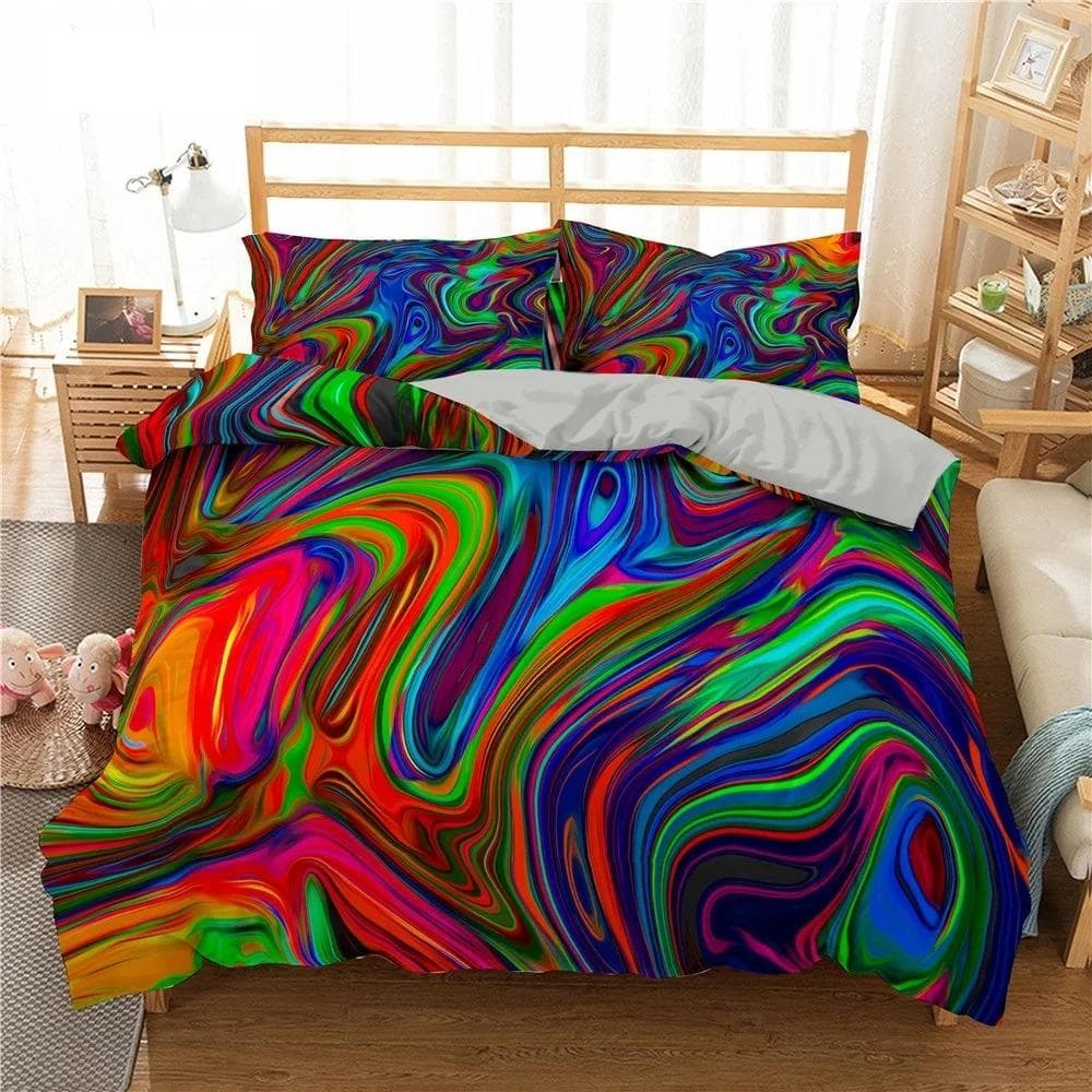 phechion Psychedelic 3D Print Bedding Set Duvet Covers Pillowcases One Piece Comforter Bedding Sets Bedclothes Bed Linen K269 EU King(240x220cm)
