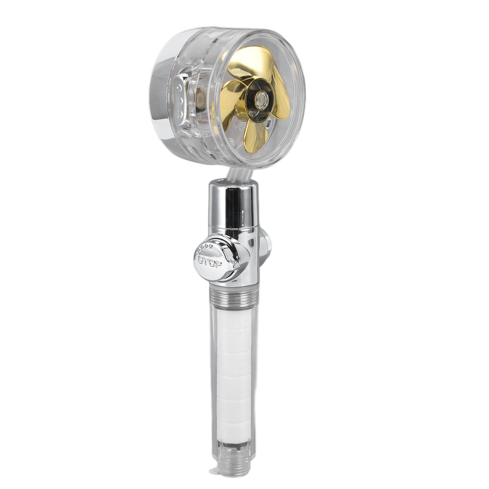 Propeller Shower Head Vortex Hydro Jet 360 degrees Rotating Handheld with Pause Switch Filter G1/2