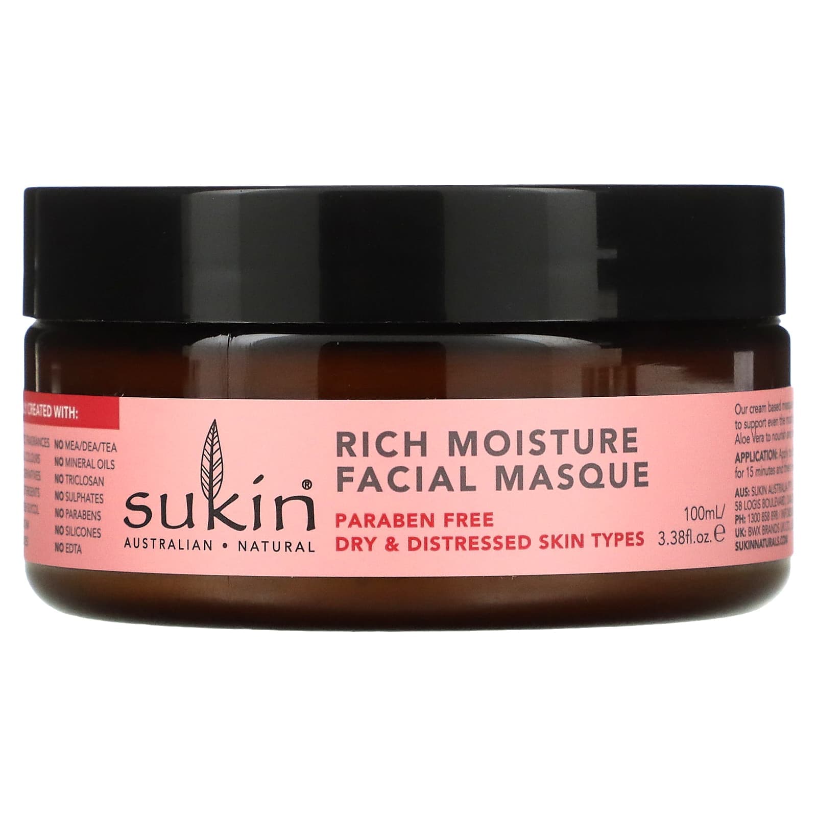 Sukin, Nourishing Moisturizing Face Mask, Rosehip, 3.38 fl oz (100 ml)