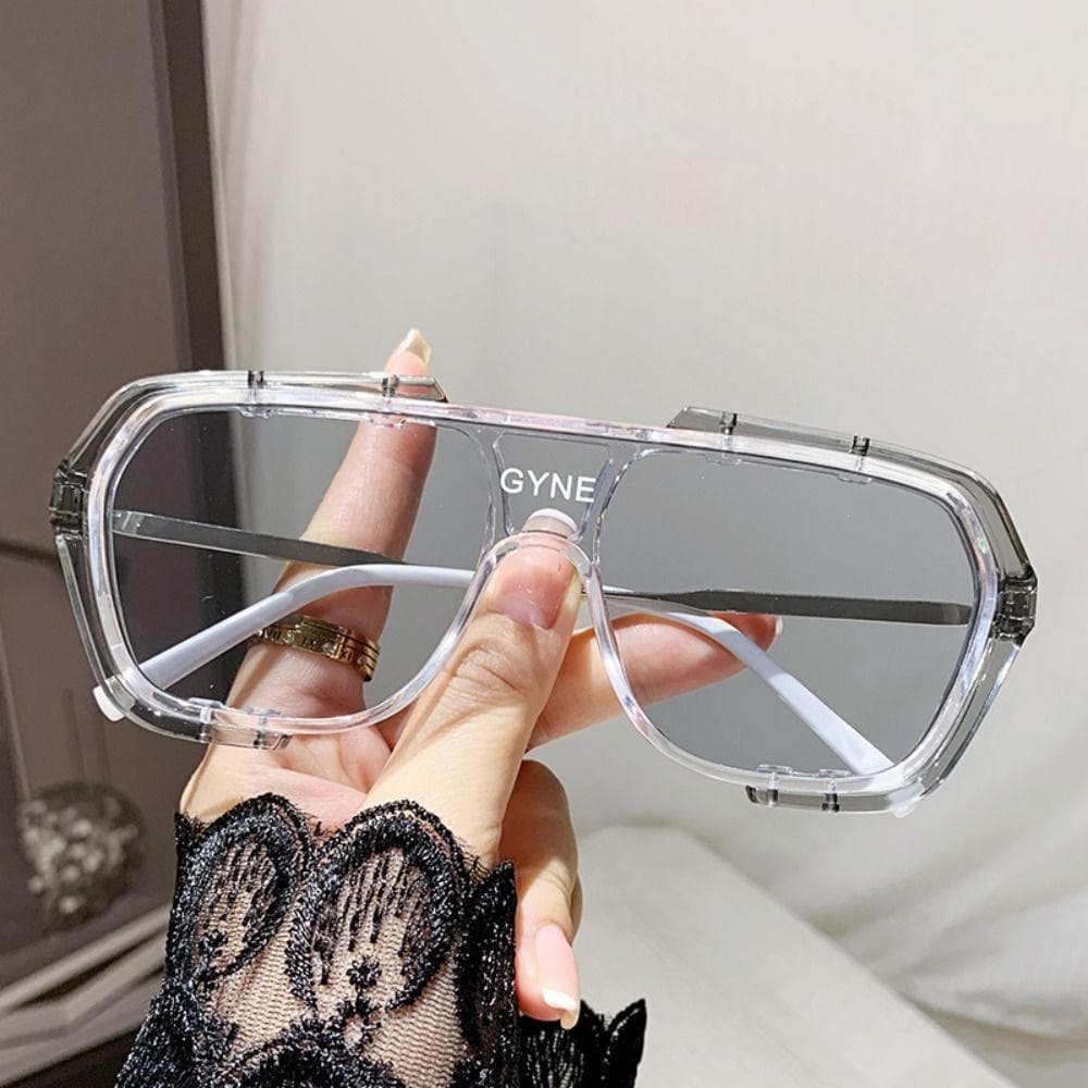 Punk Square Sunglasses Anti-UV 380 Black Shades for Women Men Street Fashion Eyewear Travel Accessories