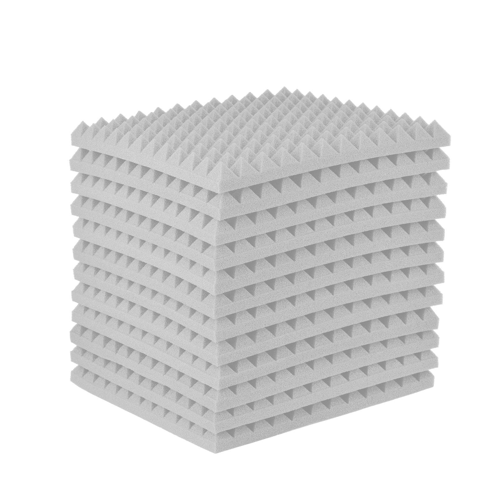 12 Pack-Studio Acoustic Foams Sound Absorption Proofing Panels High-density Wedge Tiles Isolation Type 1 light gray