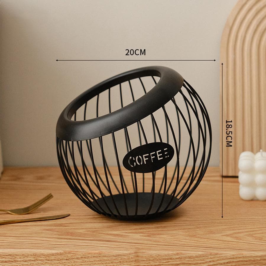 Creative Basket Iron Coffee Capsule Organizer Storage Diagonal Basket Household Goods Living room table storage basket black