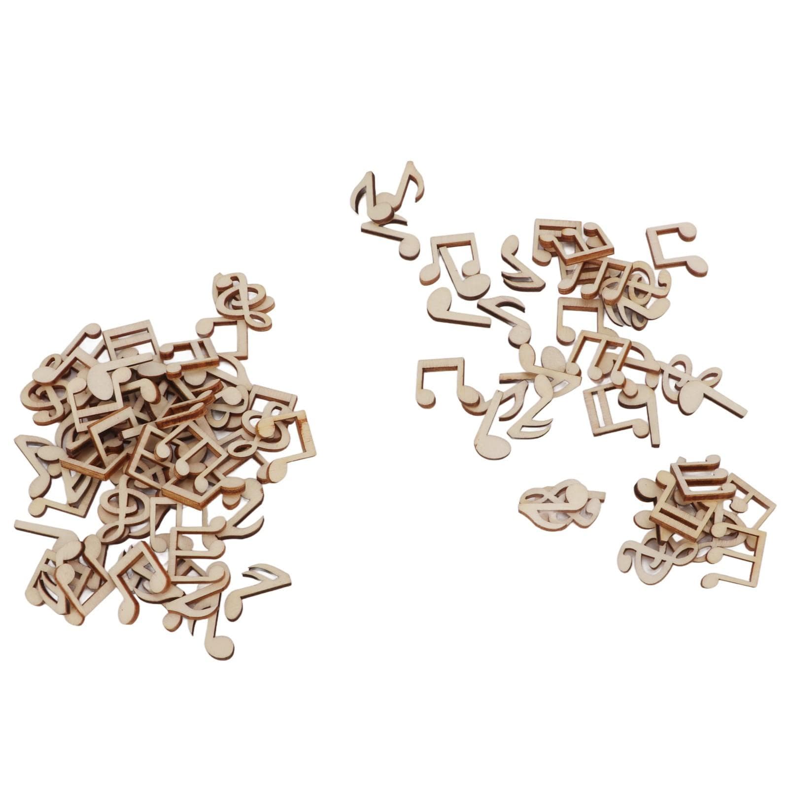 100Pcs Musical Note Wood Pieces Unfinished Easy Painting Stimulate Imagination Widely Used Music