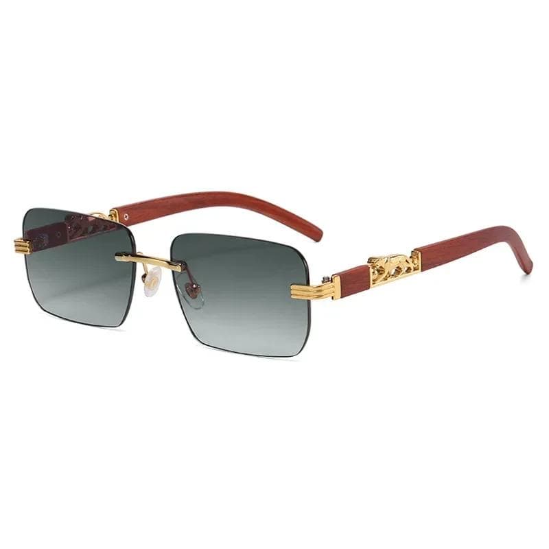 Rectangle Designer Sunglasses Men Women Wood Frames Rimless Black Eyewear Fashion Sun Glasses Gafas De Sol As picture