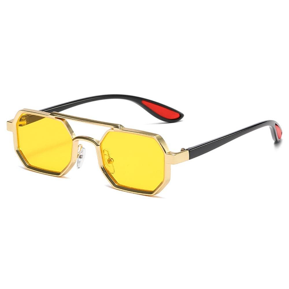 New Fashion Metal Polygon Sunglasses Punk UV400 Double Bridge Sun Glasses for Men Street Wear Shades