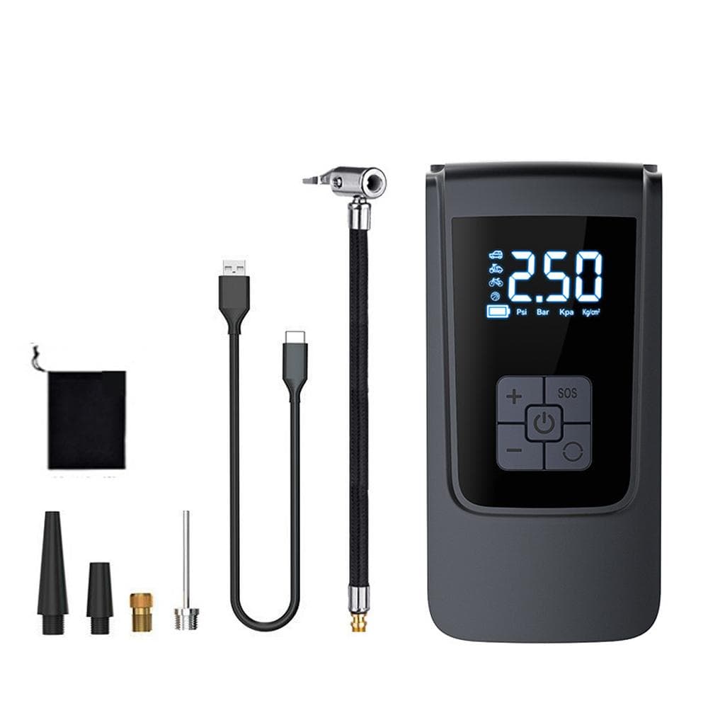 Portable Car Air Pump 150PSI Corded Air Compressor Handheld Electric Tire Inflator with LED Light 4000mAh grey