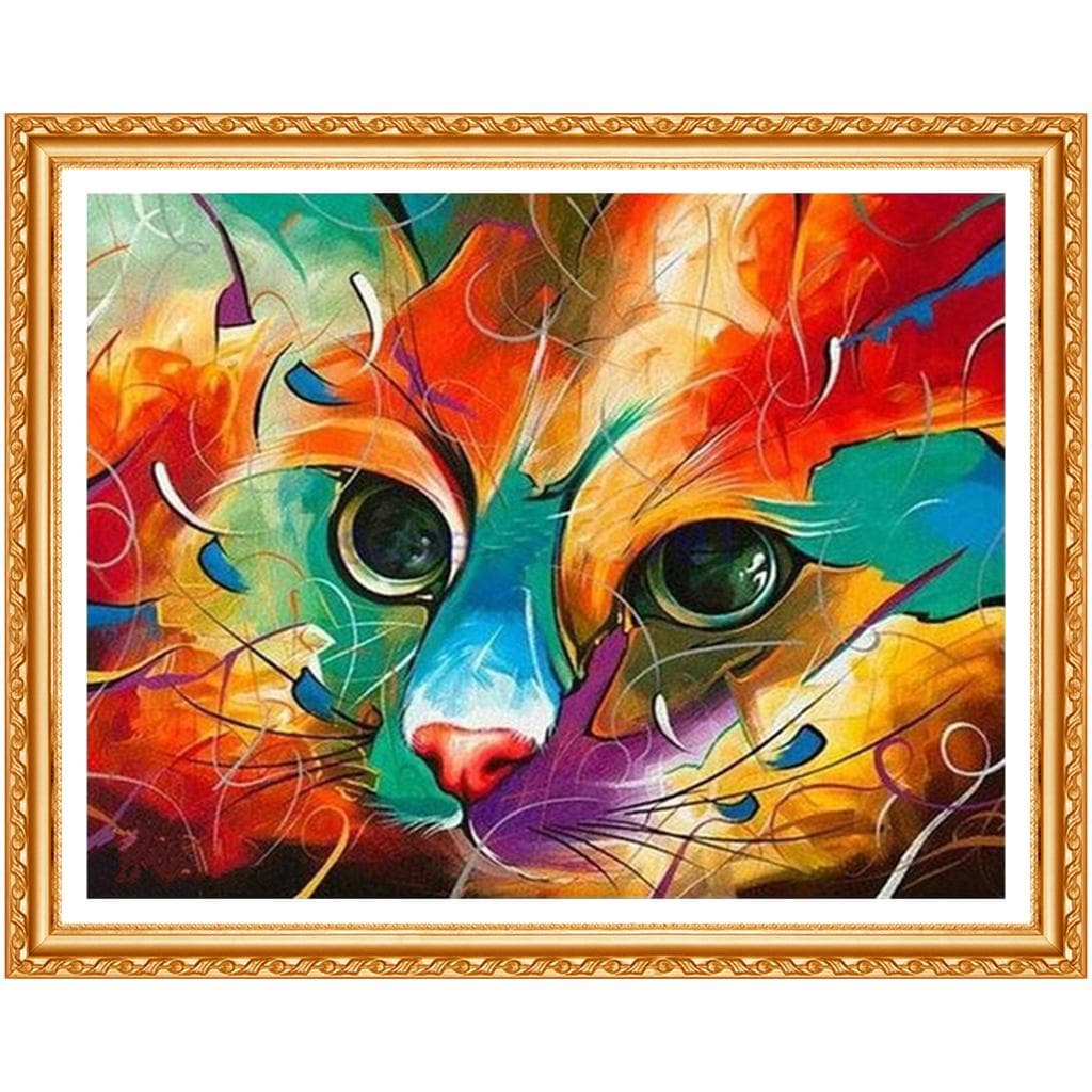 Colored Cats Diamond Embroidery Cross Stitch Cat Diamond Decor Round Full Drill Paintings Resin 20X30CM