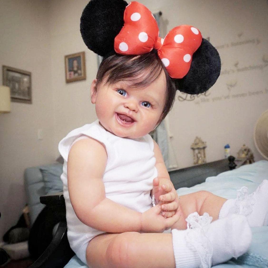 BZDOLL 55CM 3D Paint Skin Visible Veins Soft Silicone Reborn Baby Doll Toy For Girl Lifelike 22 Inch Smiling Bebe Dress Up Alive Gift 55cm 3D-paint Skin Doll