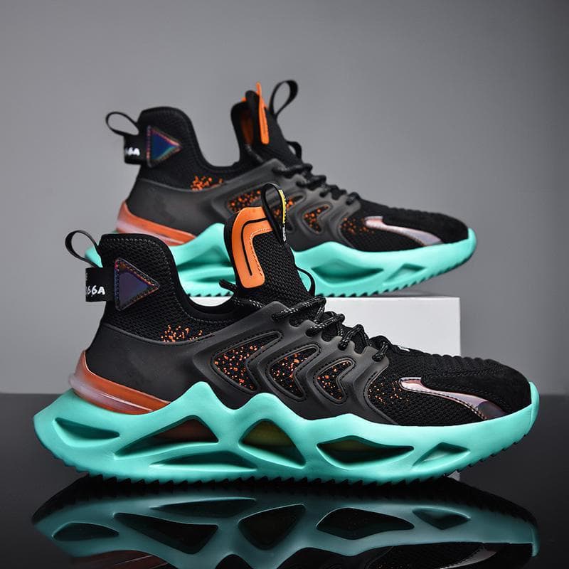 Men's Shoes New Breathable Flying Woven Blade Sole Shoes Cross-border Trendy Shoes Sports Shoes Korean Fashion Casual Shoes 45
