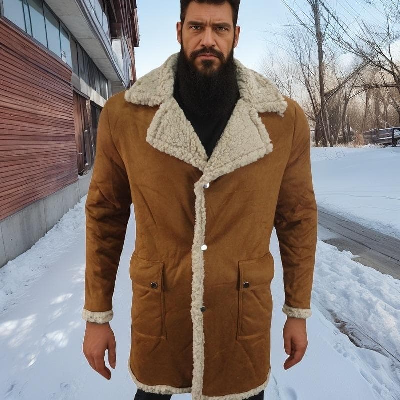 Autumn and Winter Fur One-piece Men's Coat Suede Long Coat Men's Thickened Jacket L