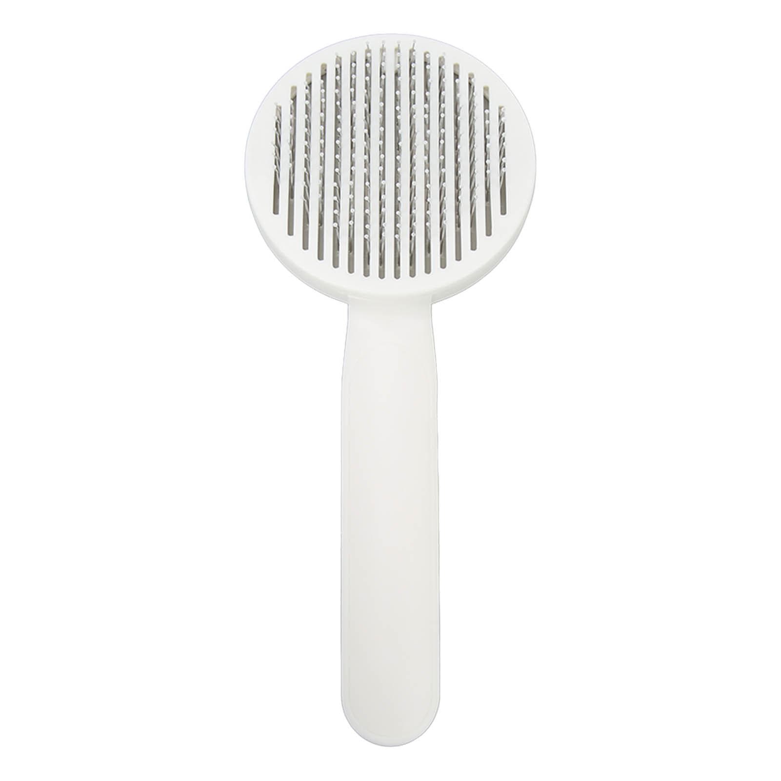 Cat Grooming Brush Stainless Steel One Button Self Cleaning Pets Comb Brush Tool for Cats Dogs Pink pink