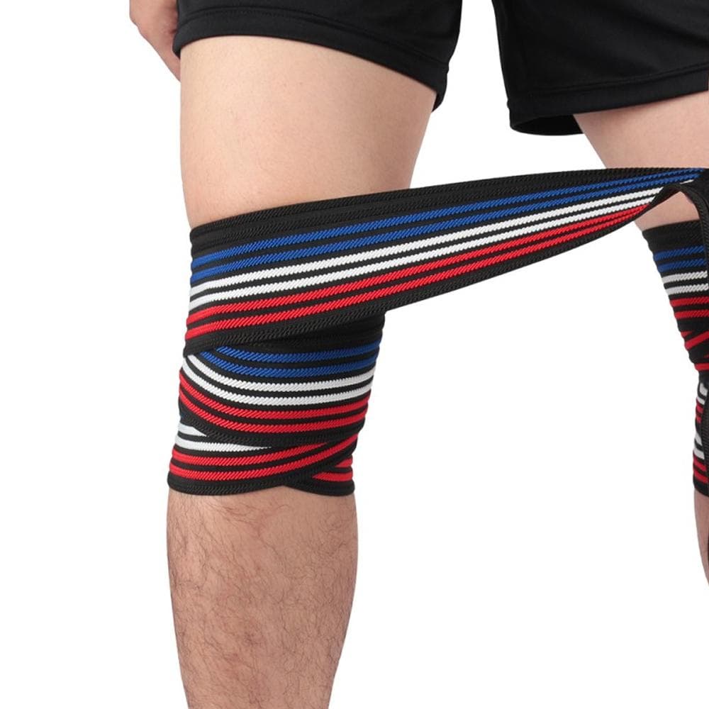 1Pcs Knee Wraps with Strap for Squats,Weightlifting, Leg Press and Cross Training-Flexible 180cm Knee Wraps for Squatting-Unisex