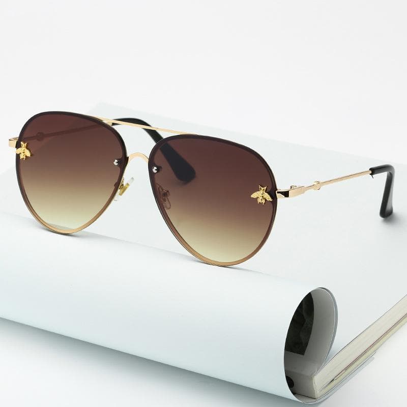 Vintage Pink Aviation Sunglasses Women Luxury Fashion Brand Metal Gradient Mirror Rimless Sun Glasses Unisex